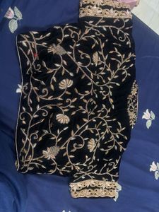 Black Velvet Embroidered Blouse