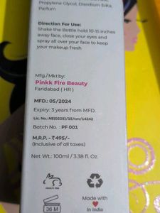Pink Fire Dew Fix Makeup Lock Spray