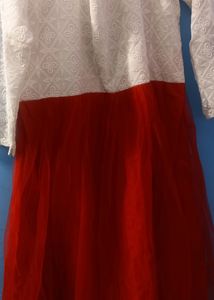 Very Preety Red And White Dress