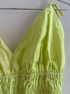 Neon Yellow Tie Strap Crop Top