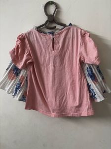 Puff-Sleeve Tee + Floral Pleated Skirt