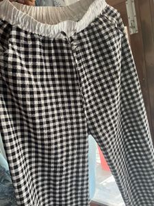 Gingham Pattern Relaxed Fit Pants