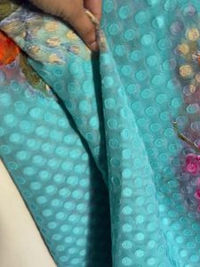 Beautiful Teal Floral Saree