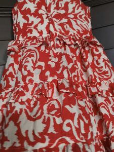 Kid Red &amp; White Printed Ruffle Dress