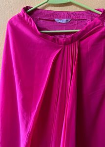 Vibrant Pink Floral Blouse &amp; ready made saree