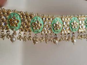Elegant Mint &amp; Gold Choker Necklace