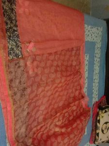Net Pallu With Gotta Work Peach Color Sarri