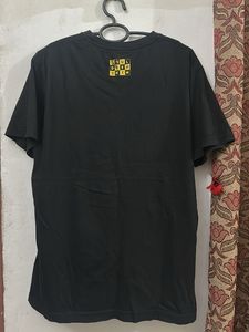 Black T-Shirt with Geometric Tiger Print