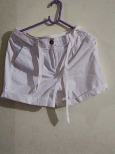 White Tie-Waist Shorts