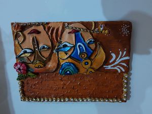 Handmade Radha Krishna Painting With Clay
