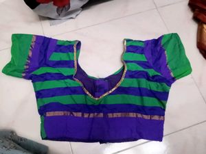 Vibrant Green &amp; Blue Checkered Saree