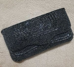 Dark Grey Beaded Evening Clutch / Purse