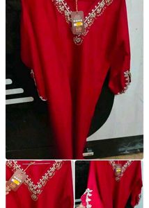 Elegant Red Embroidered Kurta