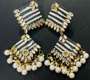 Fancy Fabric Party Wear Long Size Earrings