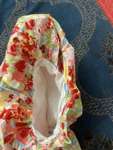 pure cotton Floral Print Puff Sleeve Top