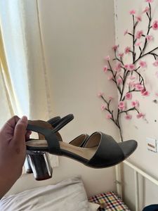 Chic Grey Block Heel Sandals
