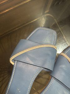 Stylish Blue Embellished Flat Sandals