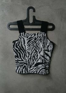y2k Sequin Zebra print Crop top