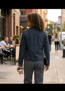 blue denim collared jacket