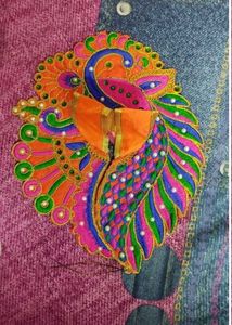 Embroidered Peacock Dress Material