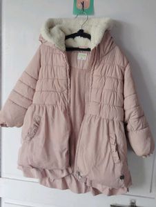 Pink Puffer Coat with Sherpa Hood