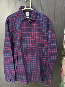 Zara Men's Navy & Red Checkered Shirt