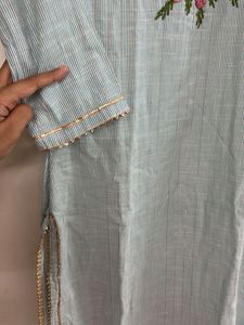 Embroidered Light Blue Kurta