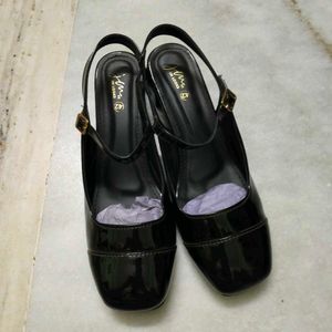 Stylish Black Patent Slingback Heels