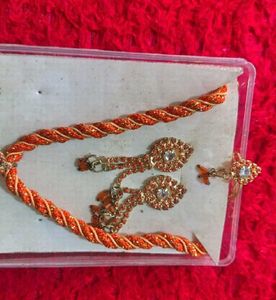 Stunning Orange &amp; White Stone Necklace Set 6
