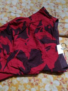 Chic Red &amp; Burgundy Abstract Print Dress