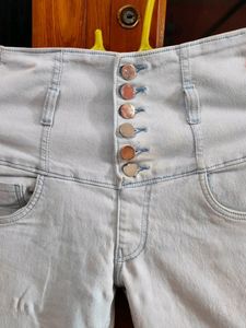 Ice Blue Coloured Skinny Ankle Length Jeans