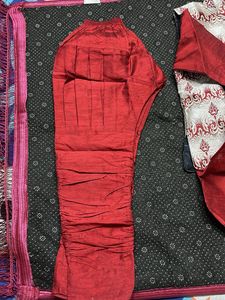 Boys' Festive red Kurta Set with nehru jacket