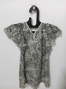 Sheer Lace Print Blouse