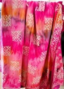 Vibrant Pink Tie-Dye Saree