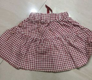 Checked Pleated Skirt with Belt