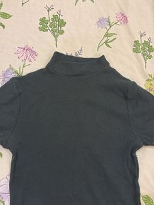 Black Mock Neck Short Sleeve Top
