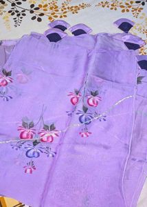 aachho Lilac Floral organza suit set