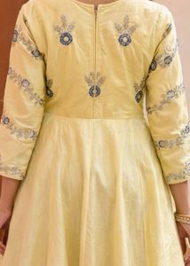 Elegant Yellow &amp; Grey Ethnic Gown