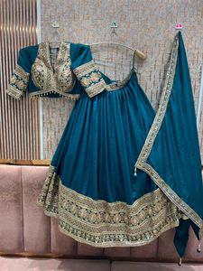 Teal Embroidered Lehenga Choli Set
