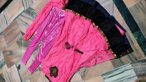 Elegant Pink Kurta Set with Black Border