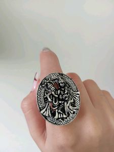 Silver Radha Krishna Statement Ring 🩶 | Vintage /