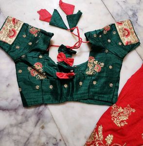 red and green colour combination saree