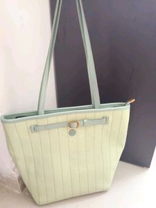 Light Green Textured Tote Bag