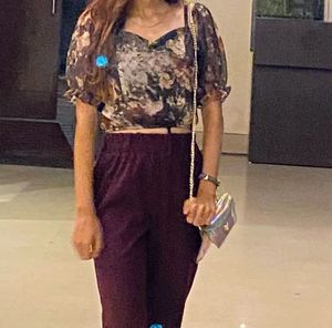 Cute Floral Puff Sleeve Crop Top