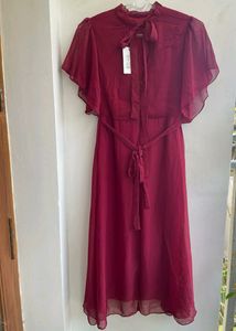 ANVI BE YOURSELF  Maroon Solid Fit&amp; Flare Dress