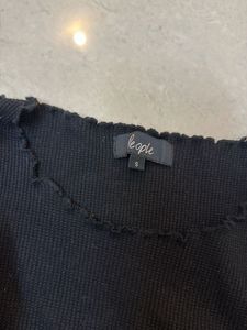 Black Ribbed Ruffle Top