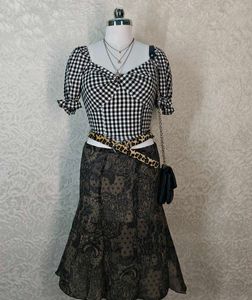 Gingham Print Cropped Top