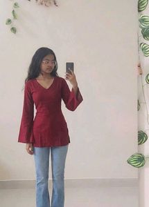 Red Bell Sleeve kurti