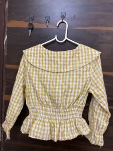 Yellow Plaid Peter Pan Collar Top