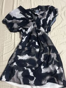 Abstract Print V-Neck Dress